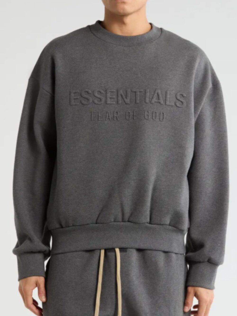 Fear of God Essentials Classic Fit Fleece Crewneck Sweatshirt Charcoal M